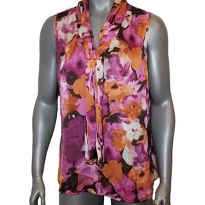 New Directions Sleeveless Silky Floral Blouse